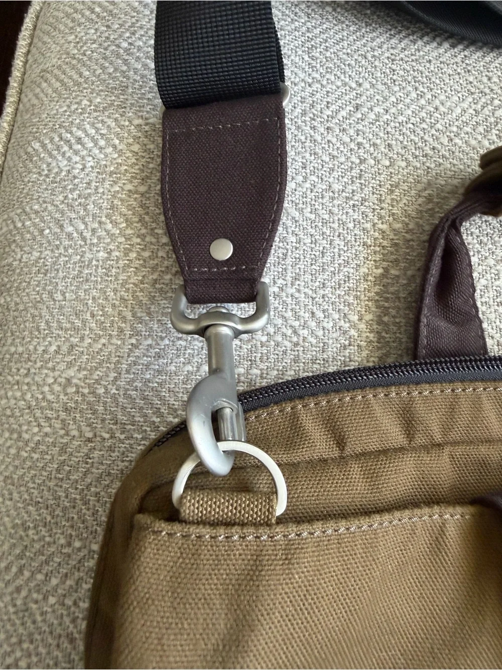 Jack Spade Greene St medium shoulder messenger bag orange lining heavy canvas